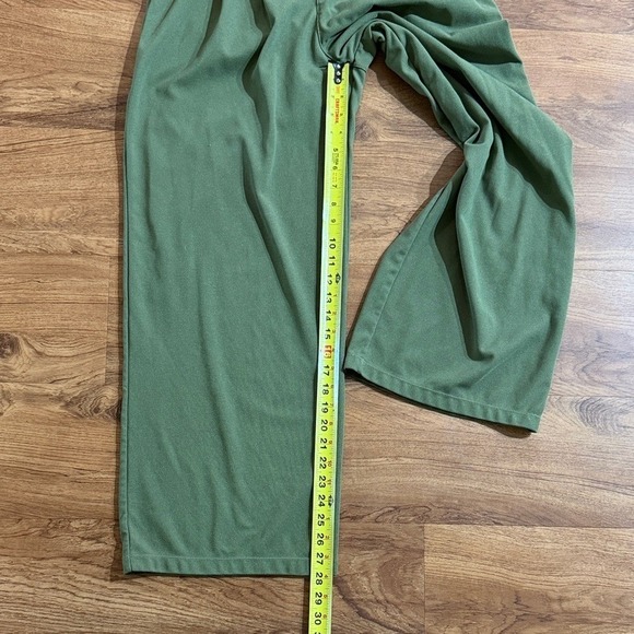 Halara Flex Women Small High Waisted Pocket Wide Waffle Work Loden Green Pants - Picture 7 of 12